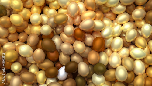 Luxury Easter background with many golden eggs