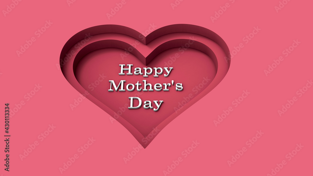 Happy Mother's Day in 3d red heart shape
