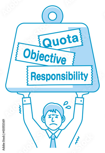 A person who holding big weight vector illustration. The metaphor of responsibility, quota etc.