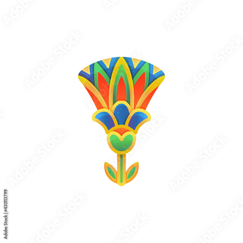 Egyptian lotus flower in traditional style flat vector illustration isolated.