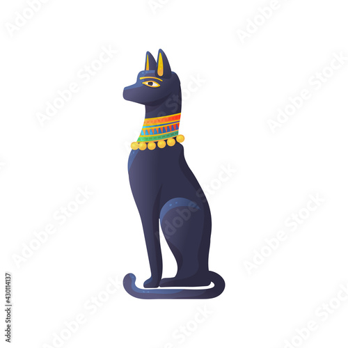 Black cat symbol of ancient egypt, statue sacred egyptian animal.