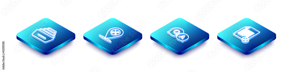 Set Isometric line Drawer with documents, Location service, Question and Answer and File icon. Vector Set Isometric line Drawer with documents, Location service, Question and Answer and File icon. Vector