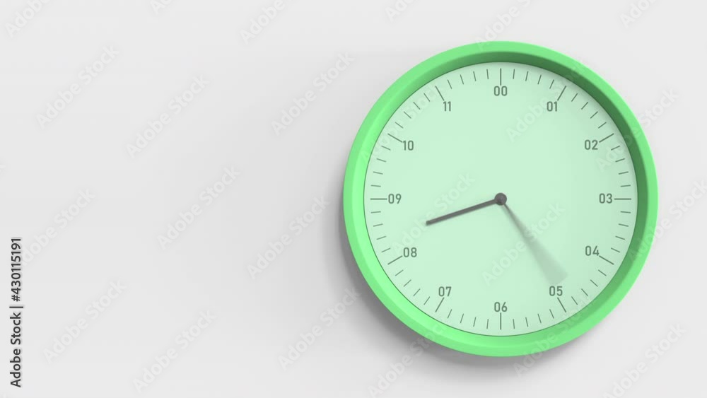 Green clock in the office, looping 3D animation Green clock in the office, looping 3D animation