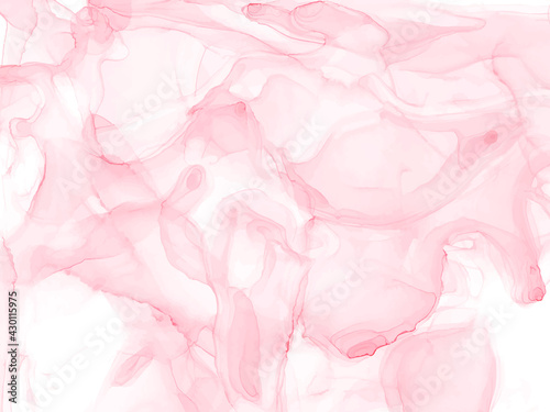 Pink watercolor fluid painting vector design card. Spring wedding invitation. Pink alcohol ink. Dye splash style. Vector