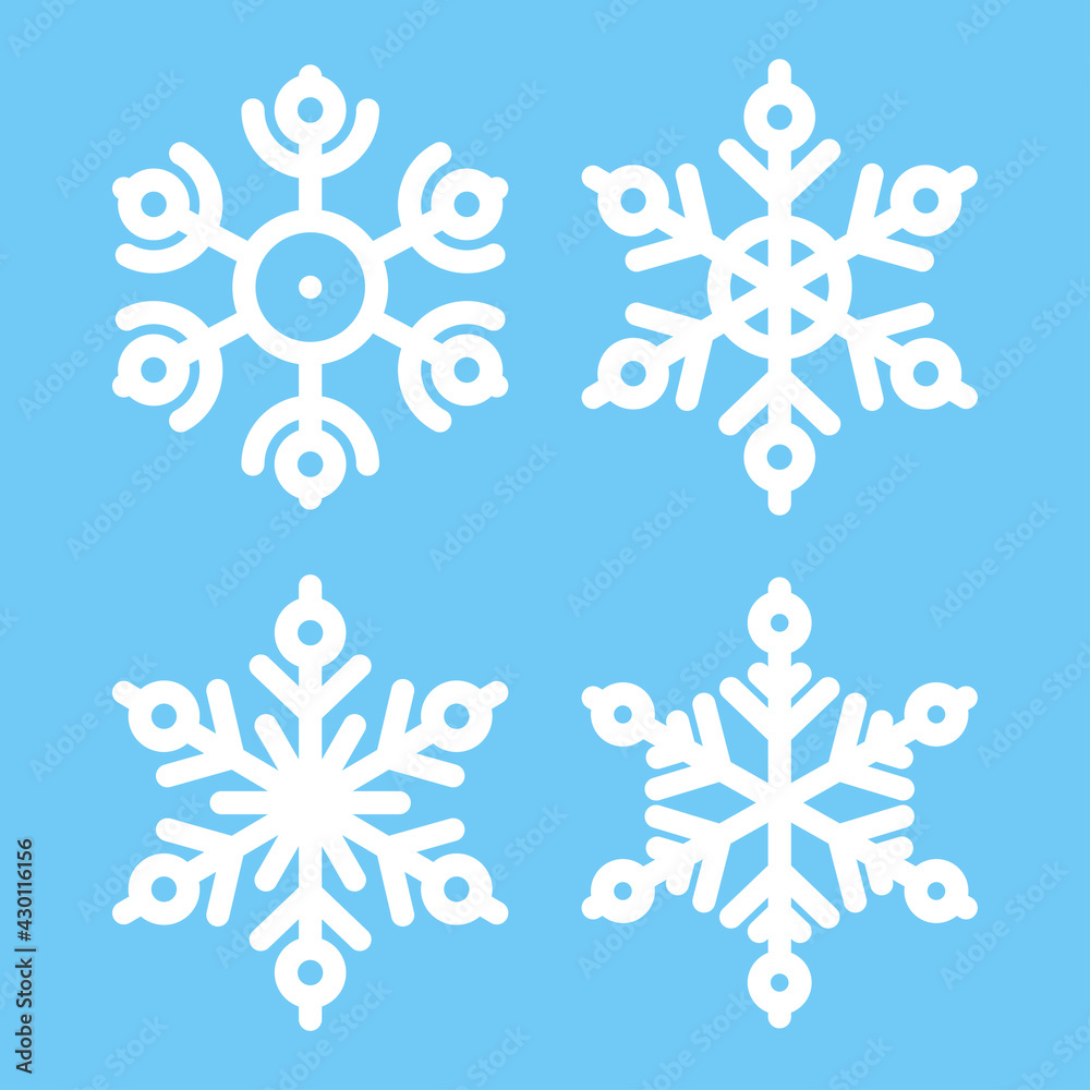 Snowflakes vector icons set isolated on background. Snowflakes vector icons set isolated on background.