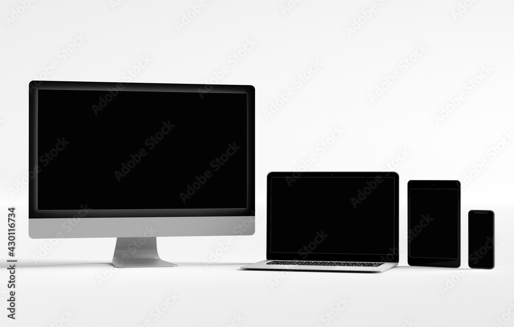 Isolated Devices Mockup - 3d rendering. Isolated Devices Mockup - 3d rendering.