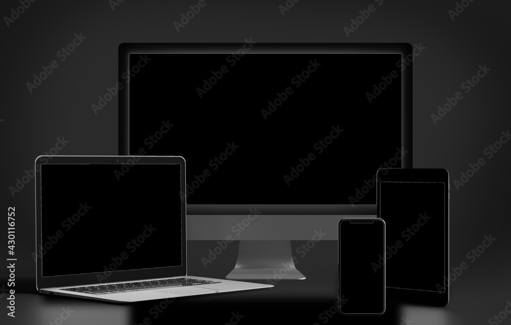 Fototapeta premium Isolated Devices Mockup - 3d rendering.