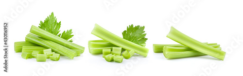 fresh celery on white background photo