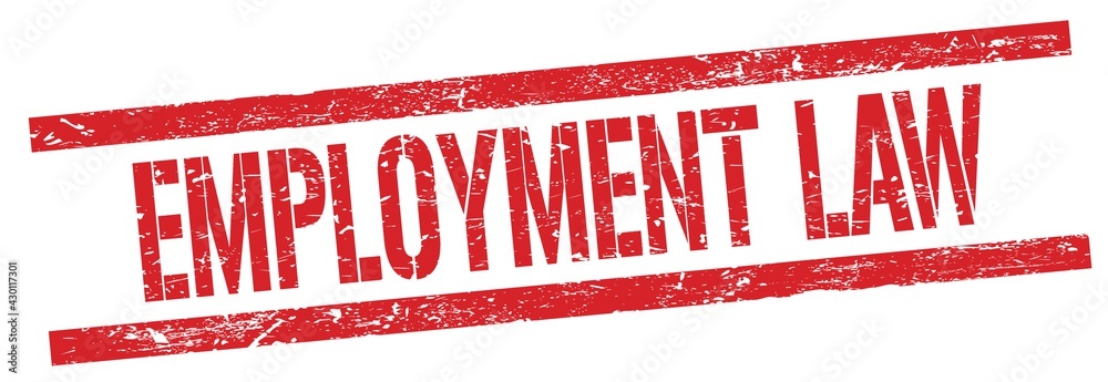 EMPLOYMENT LAW text on red grungy rectangle stamp. EMPLOYMENT LAW text on red grungy rectangle stamp.