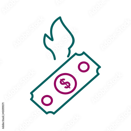 Unique Dollar On Fire Line Vector Icon