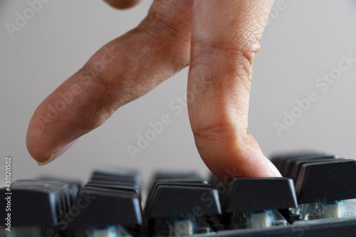 Phygital concept, Walking fingers on the keyboard. Ideas for Shopping online, Banking, Online Business, Finances, Information, Phygital marketing, Delivery service, Consumer experiences, E-shopping