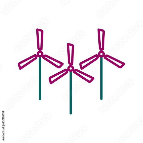 Unique Multiple Windmills Vector Line Icon