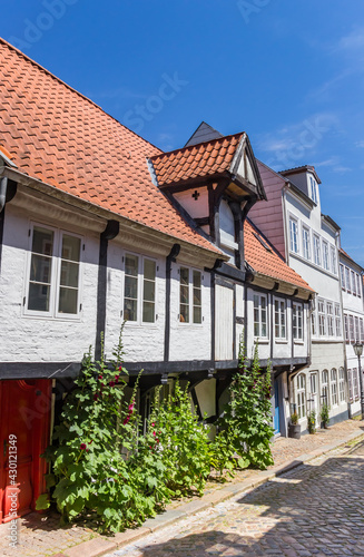 Little white half timbered house in Flensburg, Germany