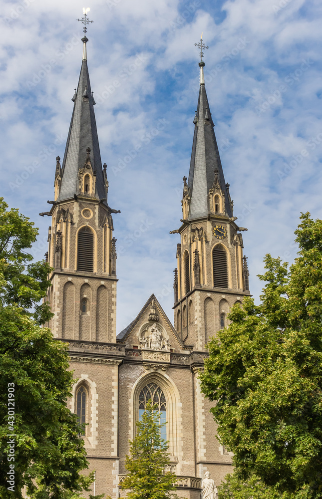 Towers of the Stiftskirche church in Bonn, Germany