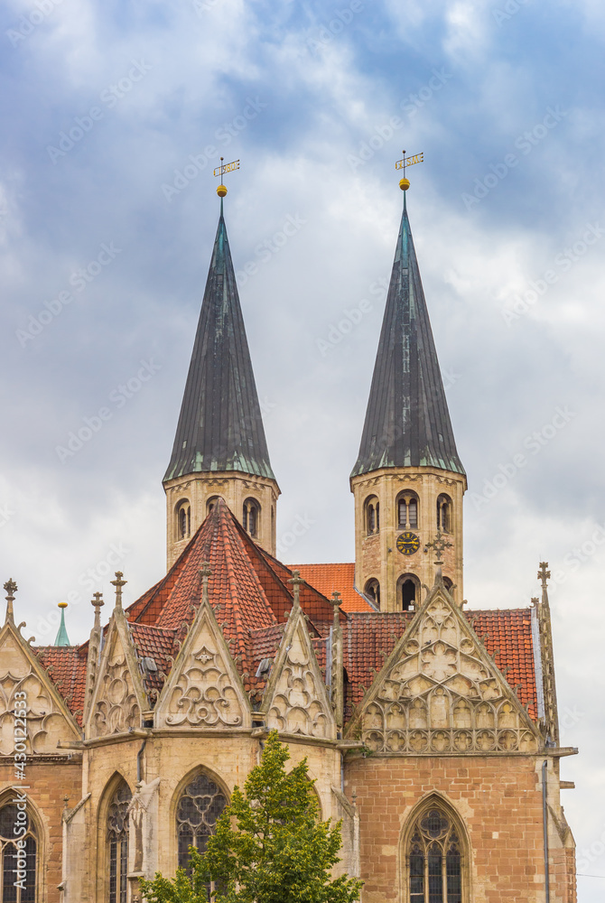 Towers of the Martini church in Braunschweig, Germany