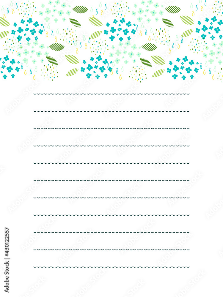 梅雨の日のアジサイ手紙フレーム