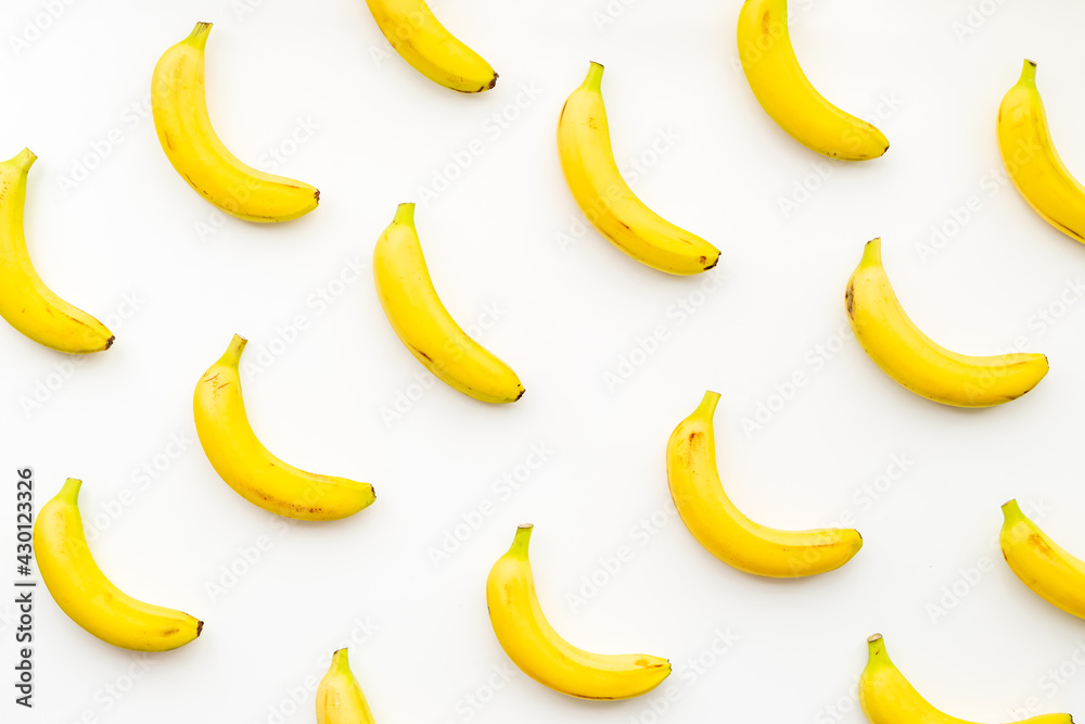 Fruit pattern with bananas. Top view. Flat lay Fruit pattern with bananas. Top view. Flat lay