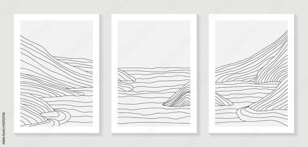 Luxury line art background vector. Minimalist modern contour drawing