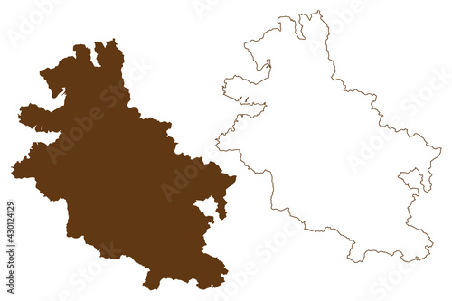 Werra-Meissner district (Federal Republic of Germany, rural district Kassel region, State of Hessen, Hesse, Hessia) map vector illustration, scribble sketch Werra-Meissner-Kreis map