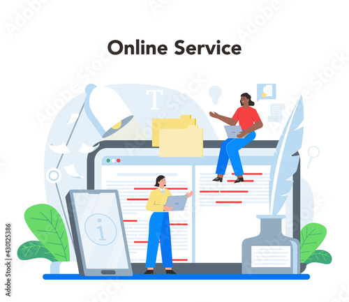 Copywriter online service or platform. Writing and designing texts
