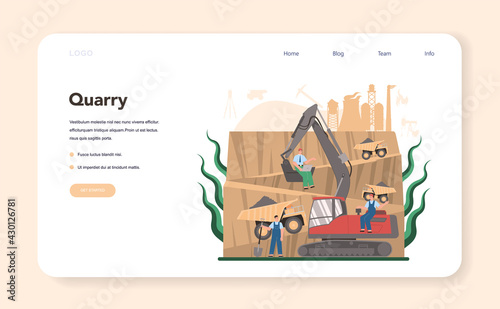 Mining concept web banner or landing page. Mineral and natural resources