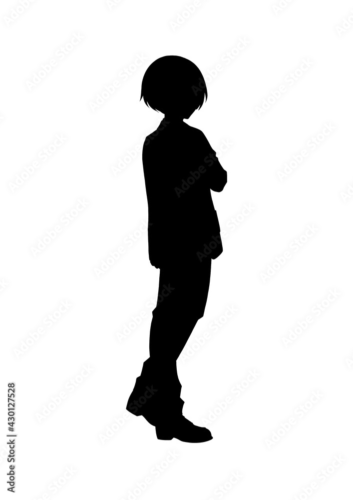 silhouette illustration of a boy in anime style