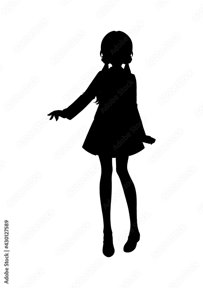 silhouette illustration of a girl in anime style silhouette illustration of a girl in anime style