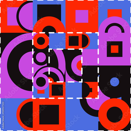 Abstract shapes in red and purple colors. Vector.