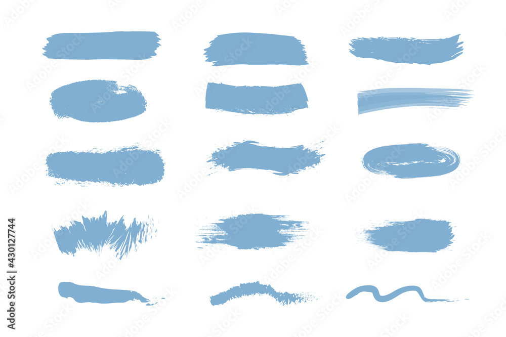 Set of paint brush strokes isolated on white background. Vector illustration