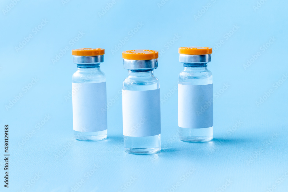 Vaccine vial bottle for injection. Vaccination concept