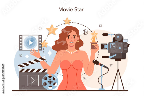 Movie star concept. Actor and actress concept or movie production cast