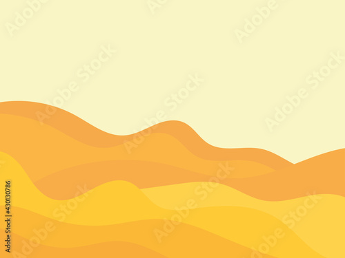 Desert landscape with dunes in a minimalist style. Flat design. Boho decor for prints  posters and interior design. Mid Century modern decor. Vector illustration