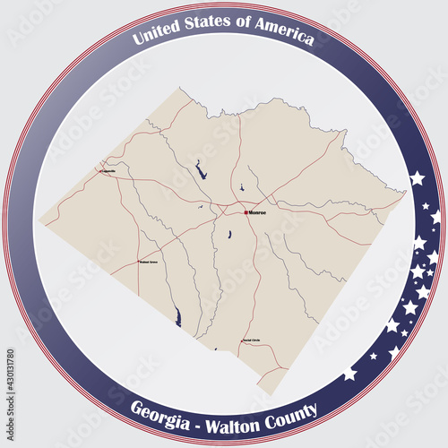 Large and detailed map of Washington county in Georgia, USA. photo