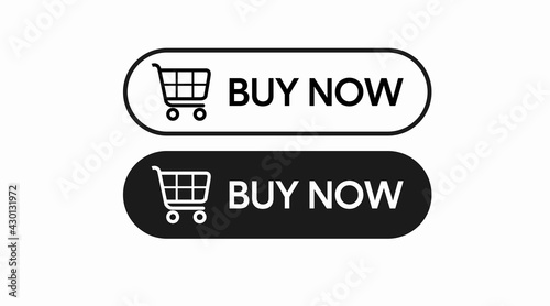 Buy Now Icon Set. Vector isolated illustration of a button with a shopping cart
