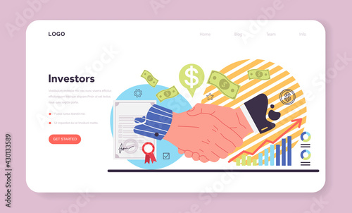 Investor web banner or landing page. Investing stategy, fundamental