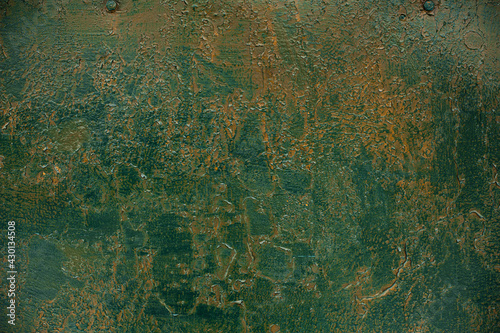 background metal surface with green paint and rust © Андрей Размук