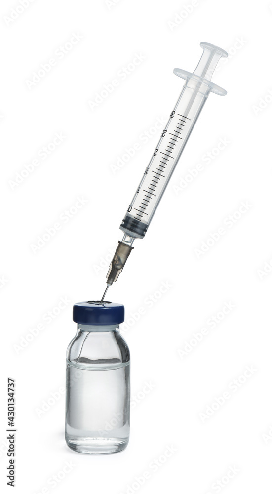 Syringe with vial of medicine isolated on white Syringe with vial of medicine isolated on white