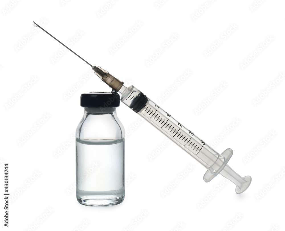 Syringe with vial of medicine isolated on white Syringe with vial of medicine isolated on white
