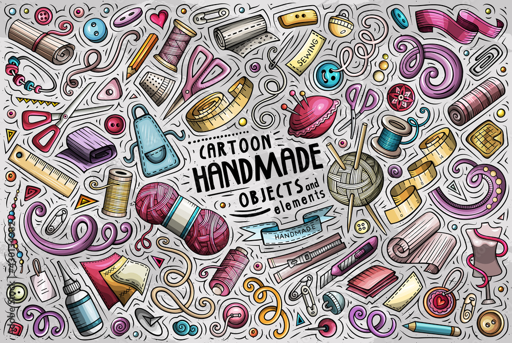 Cartoon set of handmade theme items, objects and symbols Cartoon set of handmade theme items, objects and symbols