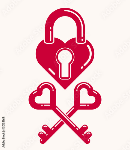 Heart shaped padlock vector...