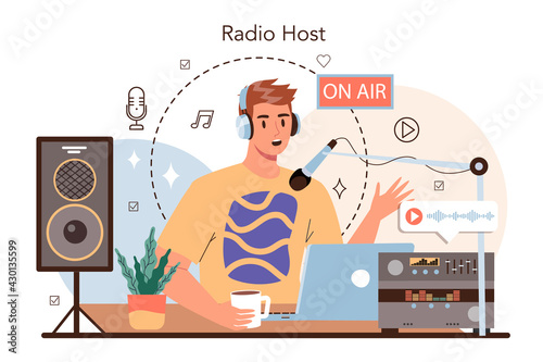 Radio host concept. Idea of news broadcasting in the studio.