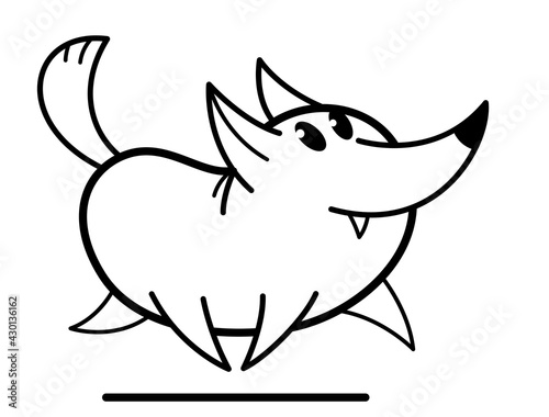 Funny cartoon fox running b...