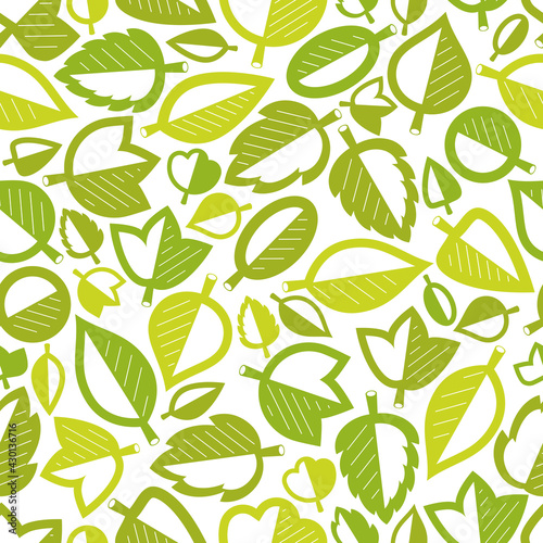 Stylish cartoon leaves seamless vector pattern, endless wallpaper or textile swatch with tree floral, green spring life theme.