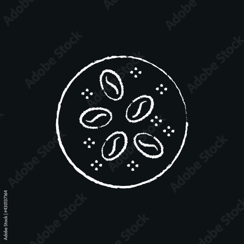 Coffee body scrub chalk icon. Natural cosmetics and Make up. Thin line customizable illustration. Contour symbol. Vector isolated outline drawing.