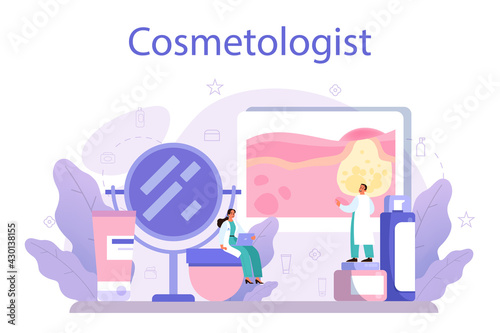 Cosmetologist concept, skin care and treatment. Young woman treating