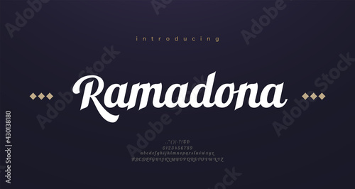 Arabic style font alphabet letters. Elegant arabian classic lettering. Typography modern serif fonts decorative asian design concept. vector illustration