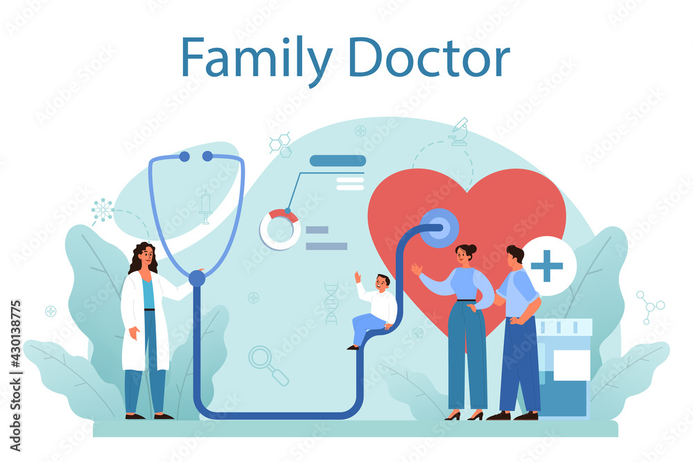 Family doctor concept. Healthcare, modern medicine treatment Family doctor concept. Healthcare, modern medicine treatment