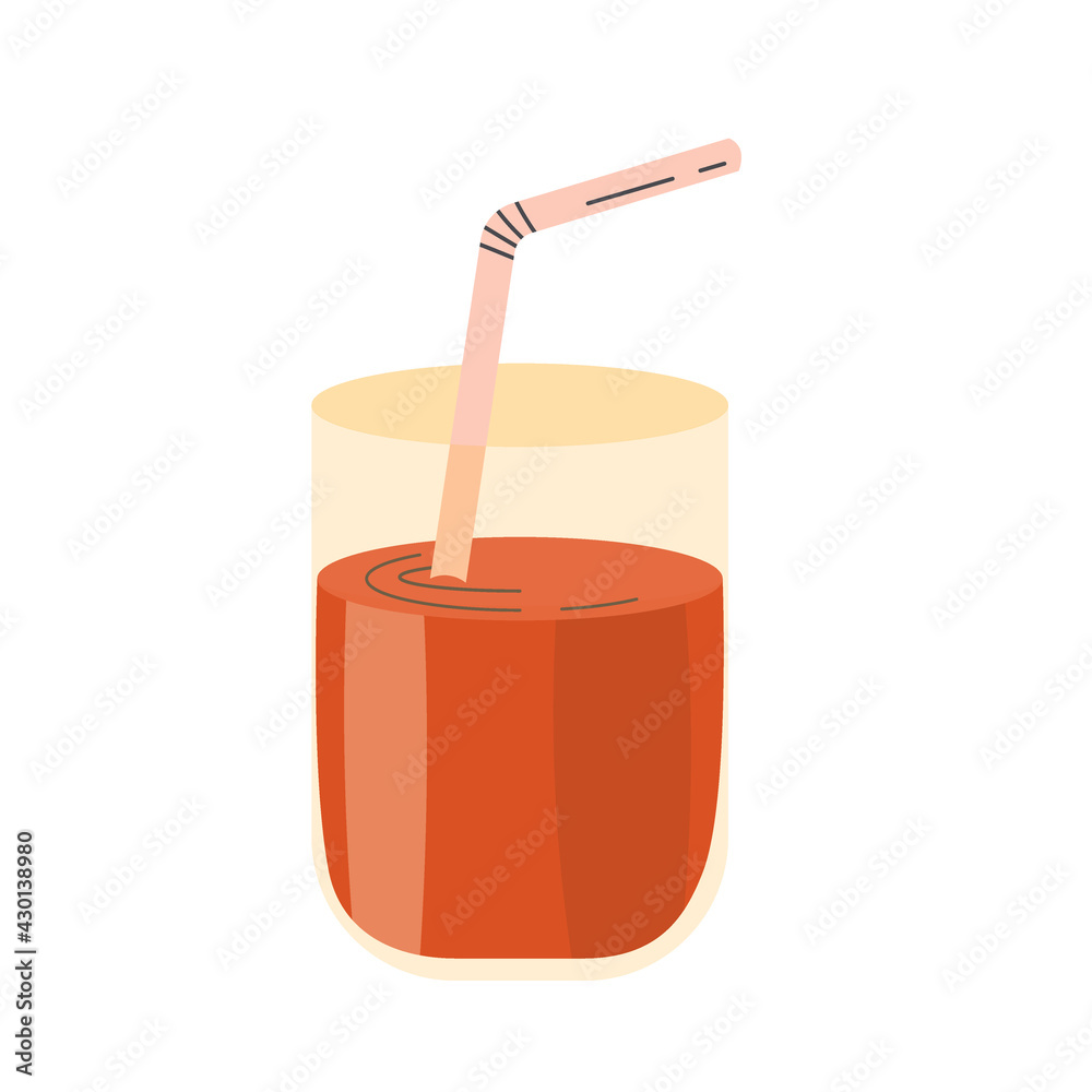 Summer for decoration design. Cocktail glass with a straw, refreshing summer drink isolated on white background. Vector illustration in flat linear style. Cocktail glass. Summer for decoration design. Cocktail glass with a straw, refreshing summer drink isolated on white background. Vector illustration in flat linear style. Cocktail glass.
