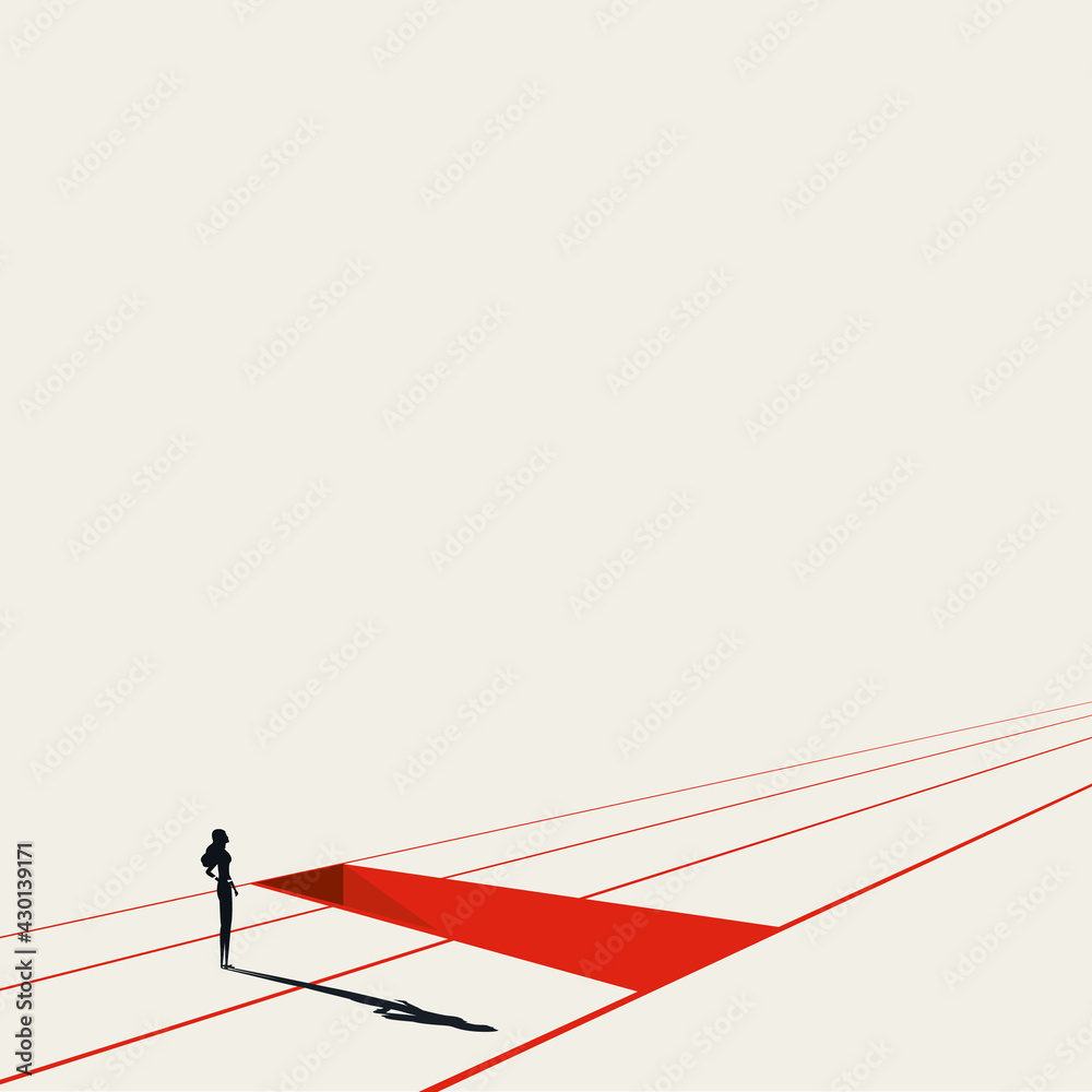 Business woman with obstacles in her career, vector concept. Symbol of ...