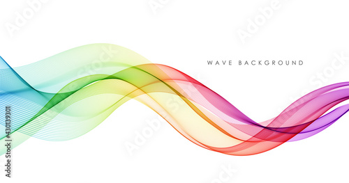 Vector abstract colorful flowing wave lines isolated on white background Fototapet